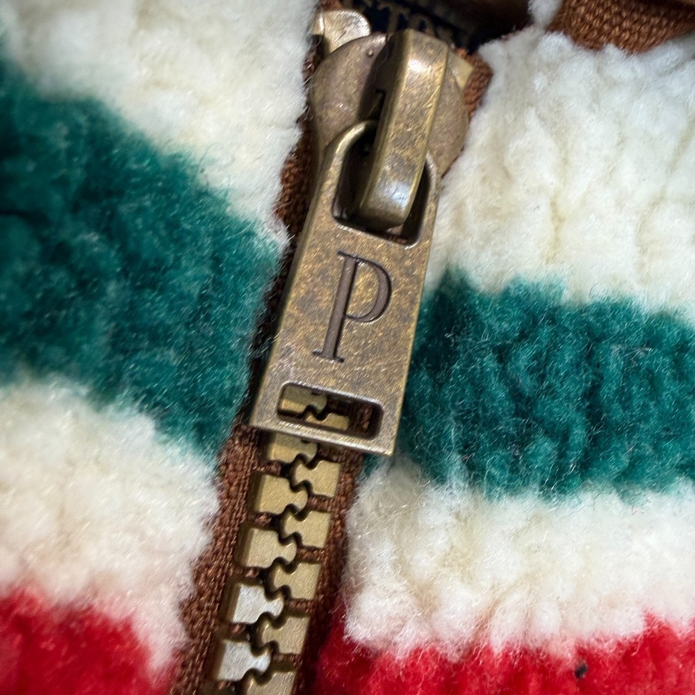Pendleton Glacier Sunset Jacket Womens Medium Sherpa Pile Fleece Colorful Cream - Picture 4 of 15